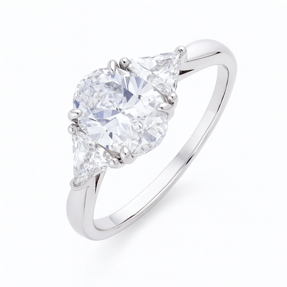 Heart Shape Solitaire Zircon Ring for Women 925 Silver Finish Elegant Triangle Side Stone Engagement Ring