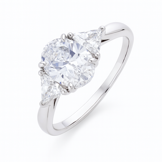 Heart Shape Solitaire Zircon Ring for Women 925 Silver Finish Elegant Triangle Side Stone Engagement Ring