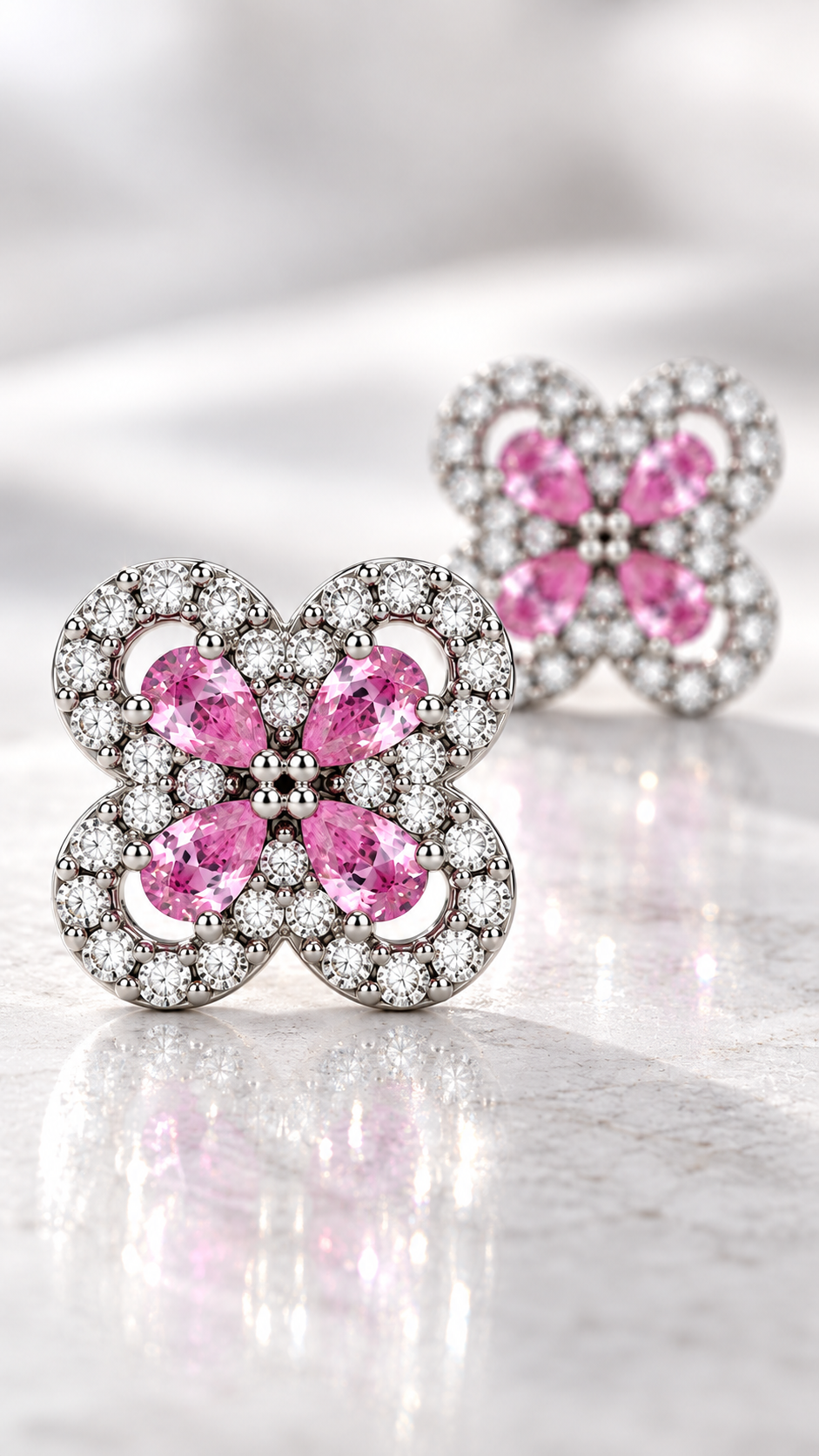 Silver Pink Earrings
