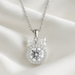 925 Silver Bow Halo Pendant Necklace for Women – Elegant Round CZ Solitaire with Twin Triangle Design