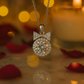 925 Silver Bow Halo Pendant Necklace for Women – Elegant Round CZ Solitaire with Twin Triangle Design