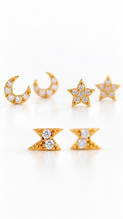 Moon, Star Stud Earrings Set - Aaryahi Silver jewellery product photo