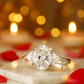 Heart Shape Solitaire Zircon Ring for Women 925 Silver Finish Elegant Triangle Side Stone Engagement Ring