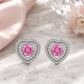 Silver Pink Heart Earrings