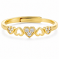 Elegant Gold Heart CZ Open Heart Adjustable Bangle Bracelet for Women