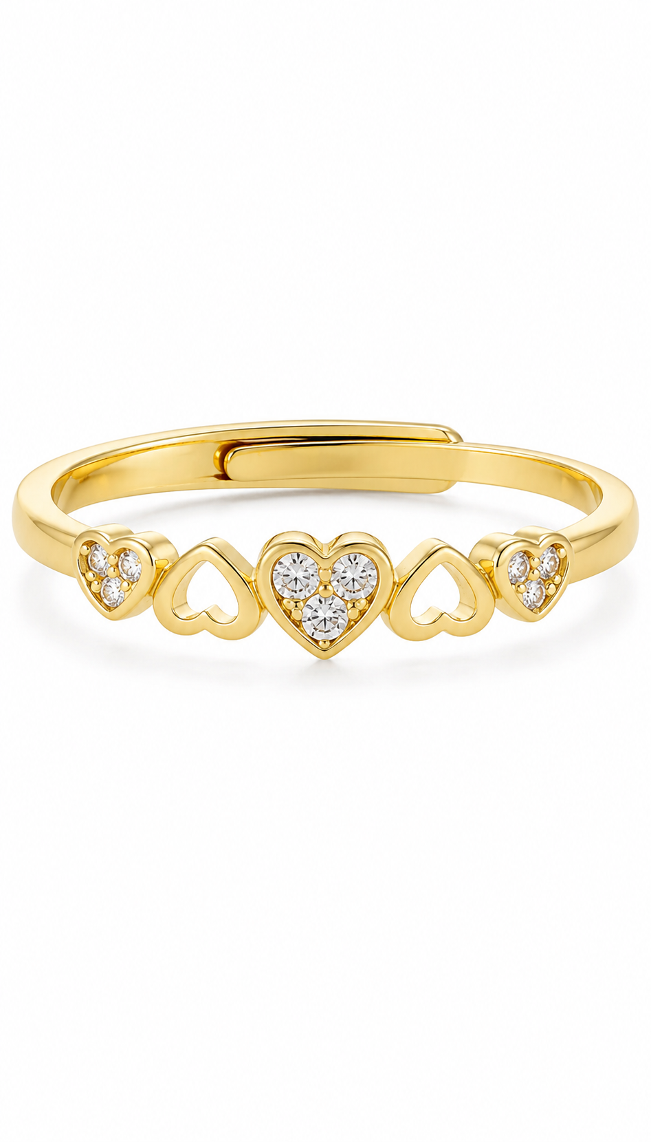 Elegant Gold Heart CZ Open Heart Adjustable Bangle Bracelet for Women