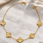 Gold Five Clover Floral Charm Bracelet