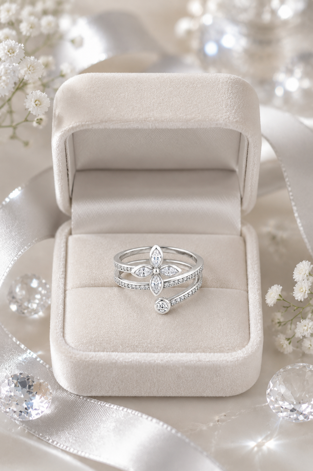 Flower Multi-Layer Adjustable Ring