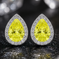 Halo Pear Cut Yellow Crystal Earrings