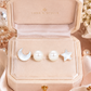 Rose Gold Moon & Star Pearl Stud Earrings