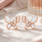 Elegant Rose Gold Mother of Pearl & CZ Butterfly Stud Earrings
