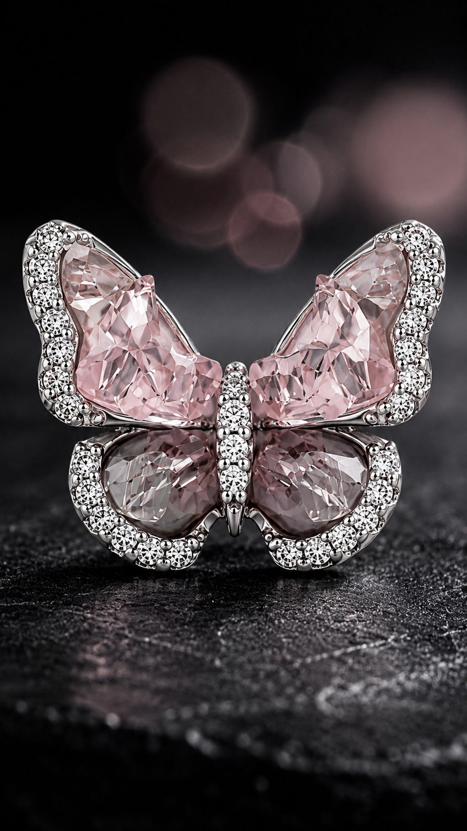 Pink Crystal Butterfly Earrings