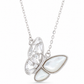 Elegant Silver Mother of Pearl & CZ Butterfly Pendant Necklace