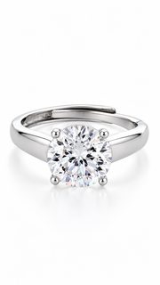 Silver CZ Classic Solitaire Adjustable Ring