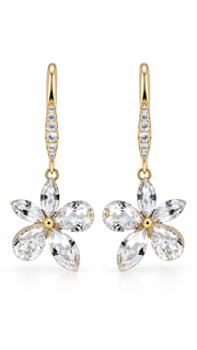 CZ Floral Drop Earrings - Aaryahi Silver jewellery product photo