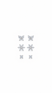 Butterfly, Flower Solitaire Stud Earrings Set - Aaryahi Silver jewellery product photo