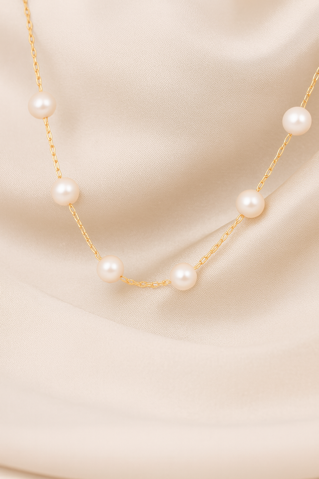 Gold Plated Pearl Chain Necklace for Women – Elegant Minimal Jewelry