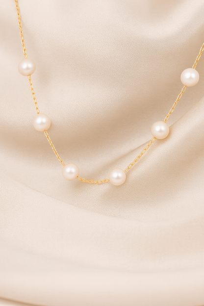 Gold Plated Pearl Chain Necklace for Women – Elegant Minimal Jewelry