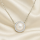Round Pearl Zircon Pendant Necklace for Women 925 Silver Finish Elegant Daily and Party Wear Chain