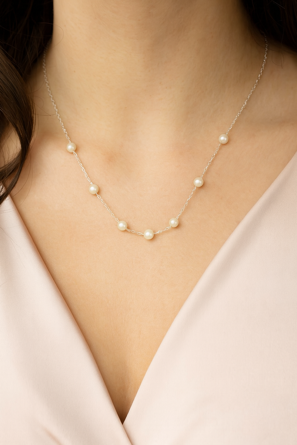 Gold Plated Pearl Chain Necklace for Women – Elegant Minimal Jewelry