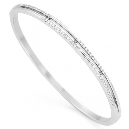 Silver Sleek Zircon Line Bangle for Women