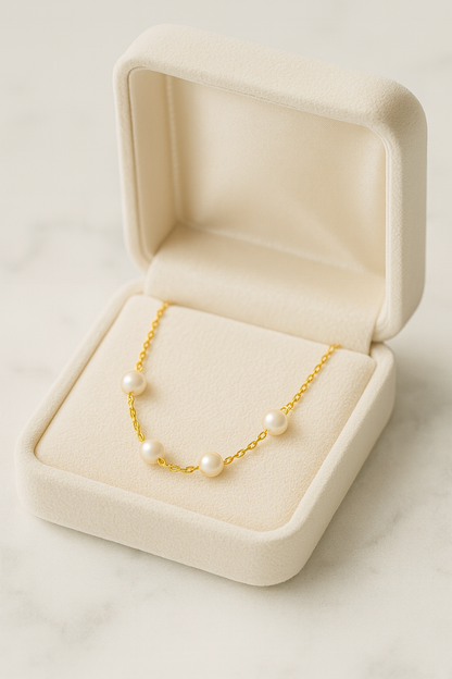 Gold Plated Pearl Chain Necklace for Women – Elegant Minimal Jewelry