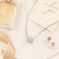 Square Solitaire Zircon Pendant Necklace for Women 925 Silver Finish Elegant Daily and Party Wear Chain