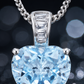 Elegant Silver Blue Heart Solitaire Pendant Necklace