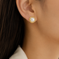 Elegant Gold Mother of Pearl Round Stud Earrings