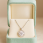 925 Silver Classic Halo Pendant Necklace for Women – Round Brilliant CZ Solitaire Design