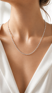 Silver Faceted Round Bead Chain