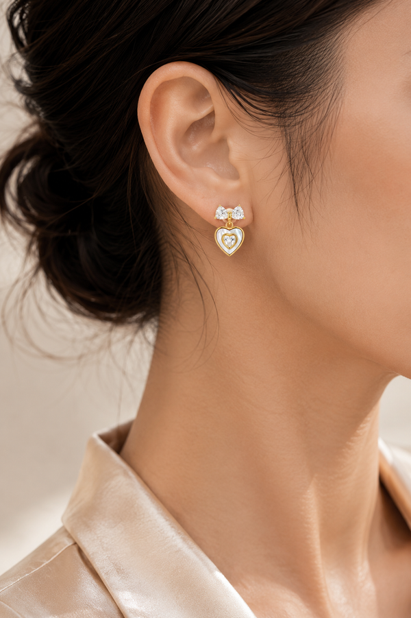 Bow & Heart Earrings - Aaryahi Silver jewellery product photo