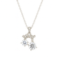 925 Silver Twin Drop Bow Pendant Necklace for Women – Elegant Double CZ Solitaire Design