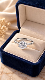 Silver CZ Round Solitaire Adjustable Ring