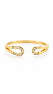 Gold CZ Open Twist Ring