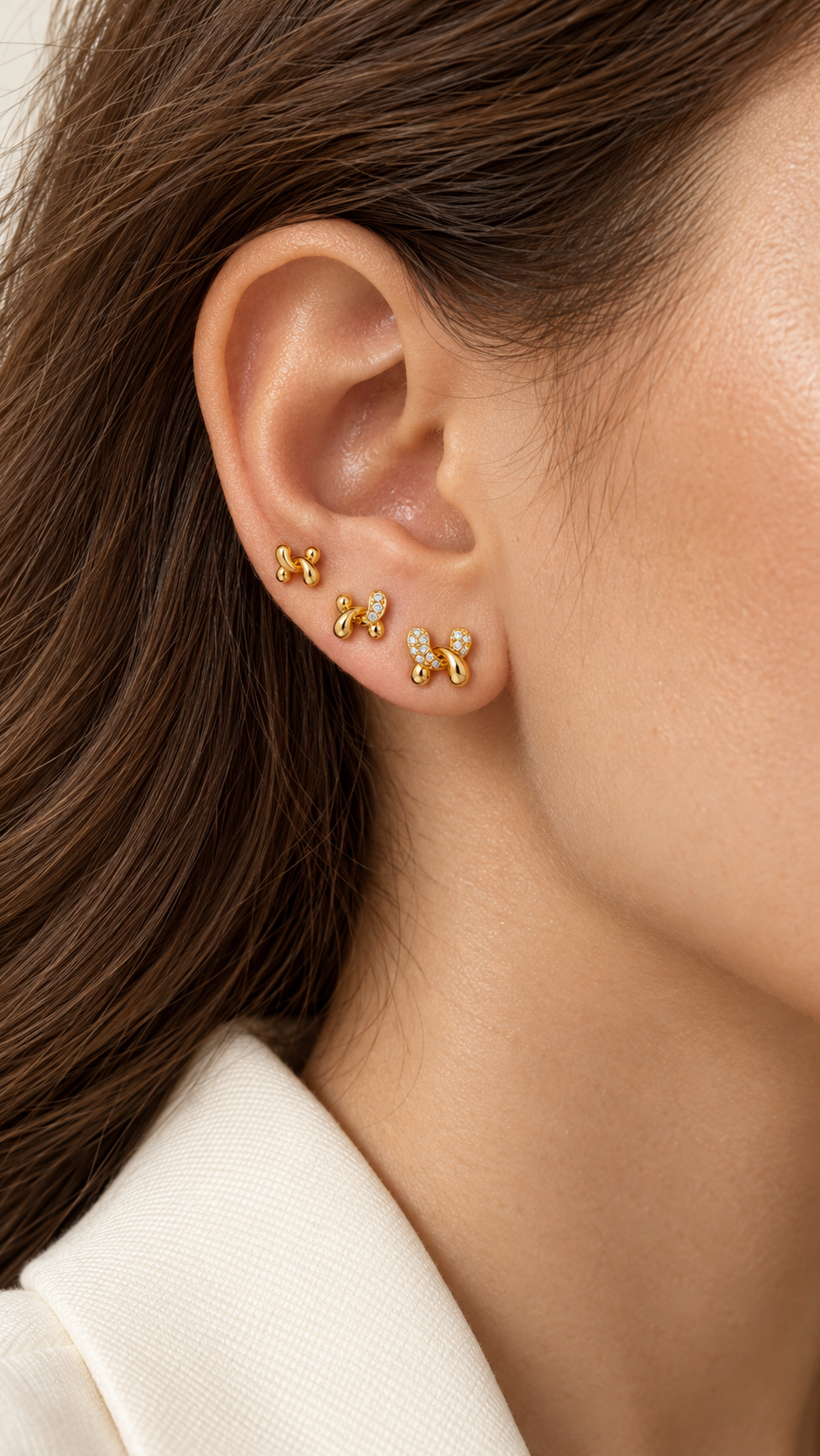 Knot, Solitaire Knot Plain Knot Stud Earrings Set – 3 Pairs - Aaryahi Silver jewellery product photo