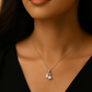 925 Silver Twin Drop Bow Pendant Necklace for Women – Elegant Double CZ Solitaire Design