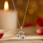 925 Silver Twin Drop Bow Pendant Necklace for Women – Elegant Double CZ Solitaire Design