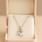 925 Silver Twin Drop Bow Pendant Necklace for Women – Elegant Double CZ Solitaire Design