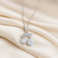 925 Silver Twin Drop Bow Pendant Necklace for Women – Elegant Double CZ Solitaire Design