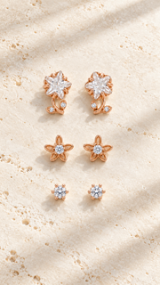 Star Flower, Floral Solitaire Stud Earrings Set - Aaryahi Silver jewellery product photo