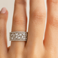 Floral Eternity Band Zircon Ring for Women 925 Silver Finish Elegant Wide Design Wedding and Party Wear Ring