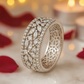 Floral Eternity Band Zircon Ring for Women 925 Silver Finish Elegant Wide Design Wedding and Party Wear Ring