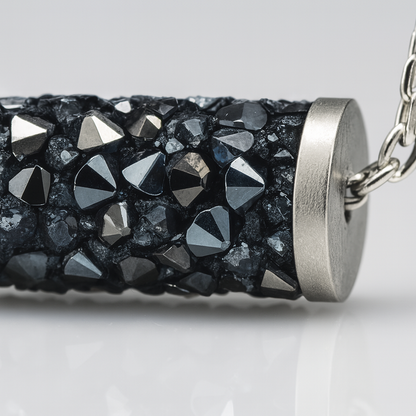 925 Silver Black Crystal Bar Pendant Necklace for Women – Elegant Tube Design with Sparkling Stones