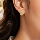 Yellow Halo Oval Earrings