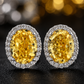 Yellow Halo Oval Earrings