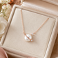 Elegant Rose Gold Pearl Planet Pendant Necklace