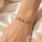 Gold Multicolor Rainbow CZ Halo Station Bracelet