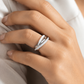 Triple Band White Ceramic Interlocking Ring