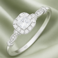 Elegant 925 Silver Square Halo Zircon Ring for Women – Classic Engagement & Party Wear Finger Ring